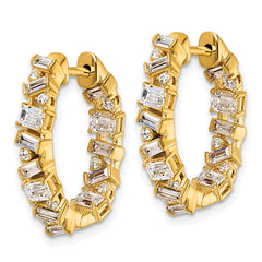 14k 2 carat Lab Grown Diamond VS+ F+ Complete Hinged In and Out Hoop Earrings