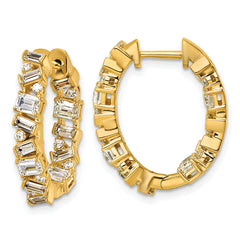 14k 2 carat Lab Grown Diamond VS+ F+ Complete Hinged In and Out Hoop Earrings