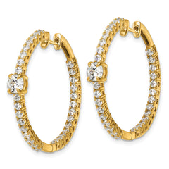 14k 3 carat Lab Grown Diamond VS+ F+ Complete Hinged In and Out Hoop Earrings