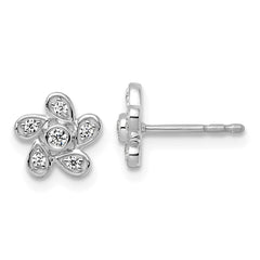 14k White Gold 1/8 carat Lab Grown Diamond VS+ F+ Complete Flower Post Earrings
