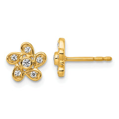 14k 1/8 carat Lab Grown Diamond VS+ F+ Complete Flower Post Earrings