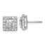 14k White Gold 2 1/2 carat Lab Grown Diamond VS+ F+ Complete Princess Halo Post Earrings