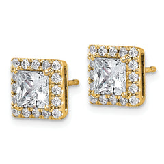 14k 2 1/2 carat Lab Grown Diamond VS+ F+ Complete Princess Halo Post Earrings