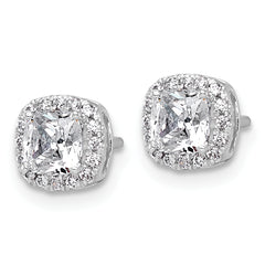 14k White Gold 1 1/6 carat Lab Grown Diamond VS+ F+ Complete Cushion Halo Post Earrings