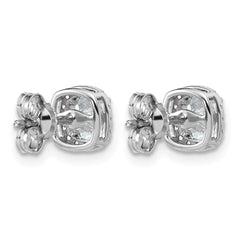 14k White Gold 1 1/6 carat Lab Grown Diamond VS+ F+ Complete Cushion Halo Post Earrings