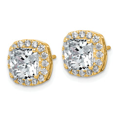 14k 3 5/8 carat Lab Grown Diamond VS+ F+ Complete Cushion Halo Post Earrings