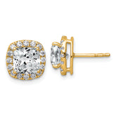 14k 3 5/8 carat Lab Grown Diamond VS+ F+ Complete Cushion Halo Post Earrings