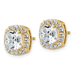 14k 4 5/8 carat Lab Grown Diamond VS+ F+ Complete Cushion Halo Post Earrings
