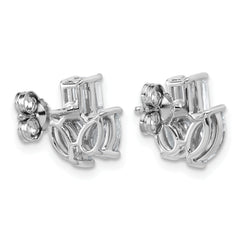 14k White Gold 2 carat Lab Grown Diamond VS+ F+ Complete Emerald Marquise and Pear Three Stone Post Earrings