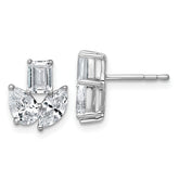 14k White Gold 2 carat Lab Grown Diamond VS+ F+ Complete Emerald Marquise and Pear Three Stone Post Earrings