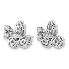 14k White Gold 1 7/8 carat Lab Grown Diamond VS+ F+ Complete Pear Round and Marquise Three Stone Post Earrings