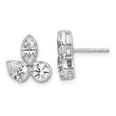 14k White Gold 1 7/8 carat Lab Grown Diamond VS+ F+ Complete Pear Round and Marquise Three Stone Post Earrings