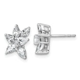 14k White Gold 1 1/2 carat Lab Grown Diamond VS+ F+ Complete Pear and Marquise Cluster Post Earrings