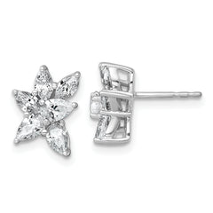 14k White Gold 1 1/2 carat Lab Grown Diamond VS+ F+ Complete Pear and Marquise Cluster Post Earrings