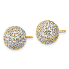 14k 4 1/5 carat Lab Grown Diamond VS+ F+ Pave Ball Complete Stud Post Earrings