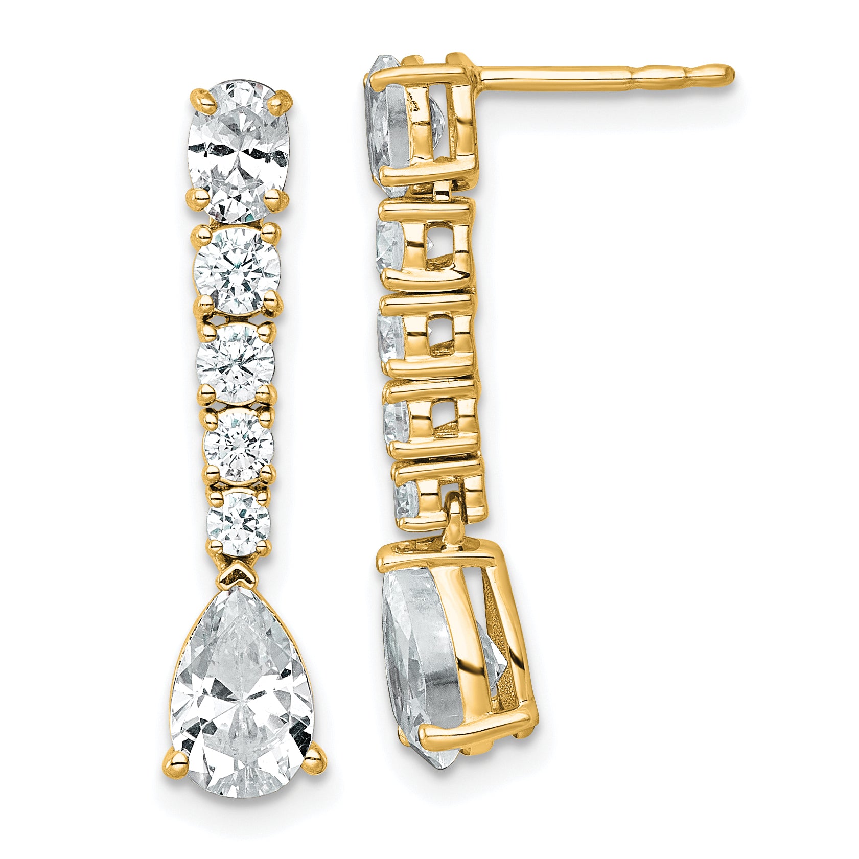 14k 2 1/2 carat Lab Grown Diamond VS+ F+ Complete Fashion Dangle Post Earrings