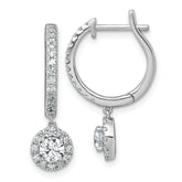14k White Gold 1 carat Lab Grown Diamond VS+ F+ Complete Dangle Hoop Earrings