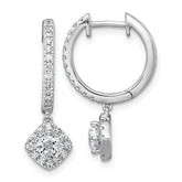 14k White Gold 1 carat Lab Grown Diamond VS+ F+ Complete Dangle Hoop Earrings