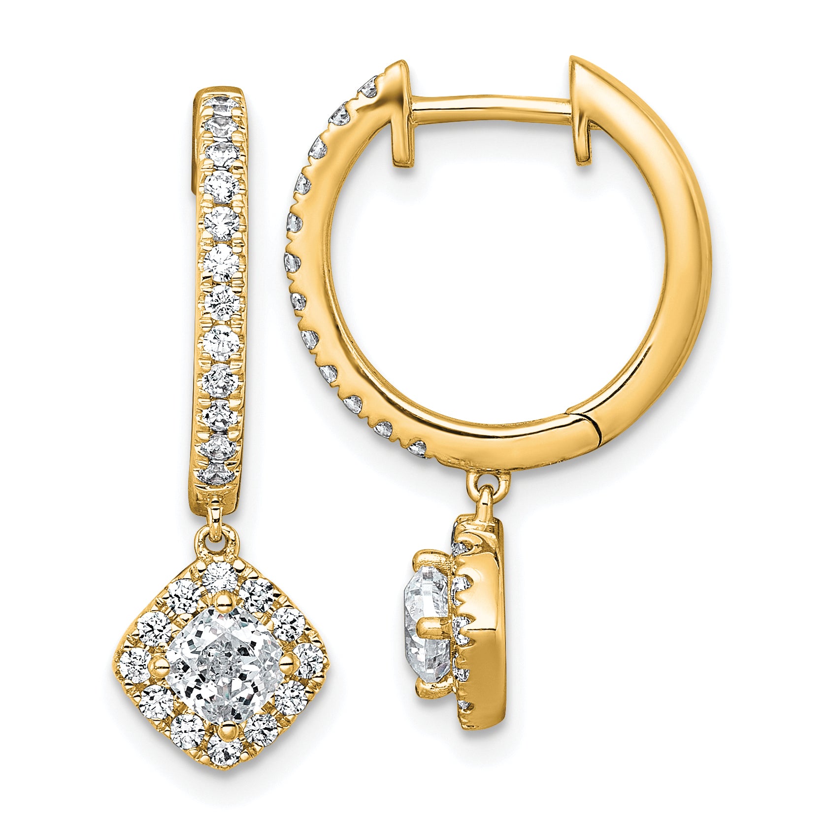 14k 1 carat Lab Grown Diamond VS+ F+ Complete Dangle Hoop Earrings