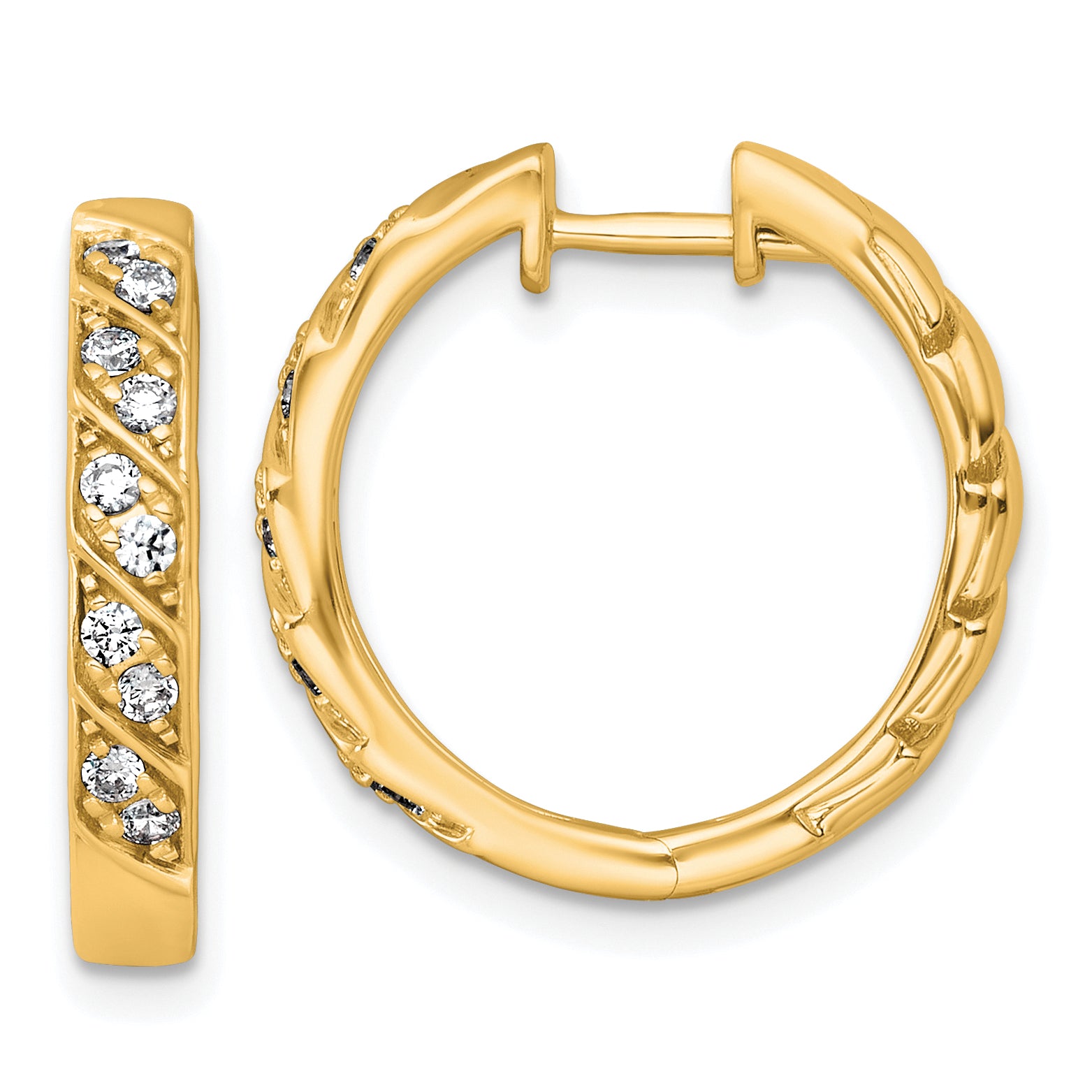 14k 1/3 carat Lab Grown Diamond VS+ F+ Complete Fashion Hoop Earrings