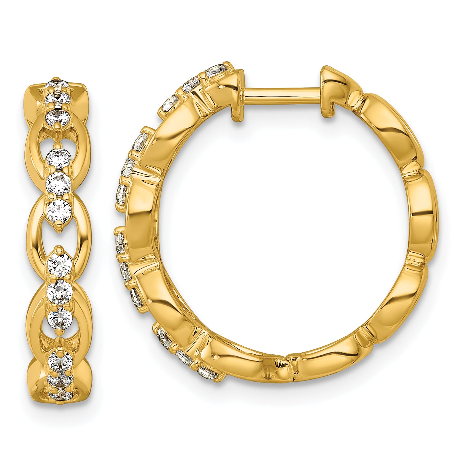 14k 3/8 carat Lab Grown Diamond VS+ F+ Complete Fashion Hoop Earrings