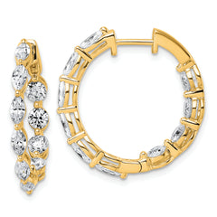 14k 3 1/5 carat Lab Grown Diamond VS+ F+ Complete Hinged In and Out Hoop Earrings