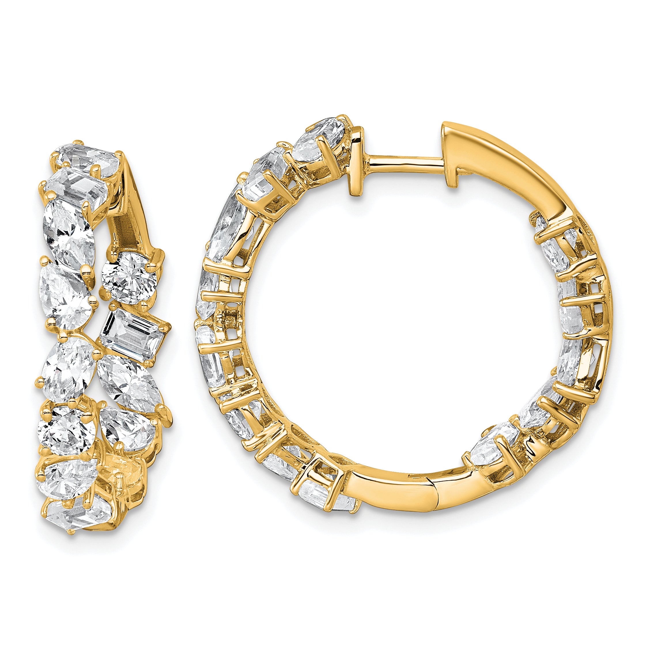 14k 4 1/2 carat Lab Grown Diamond VS+ F+ Complete Hinged In and Out Hoop Earrings