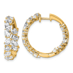 14k 4 1/2 carat Lab Grown Diamond VS+ F+ Complete Hinged In and Out Hoop Earrings