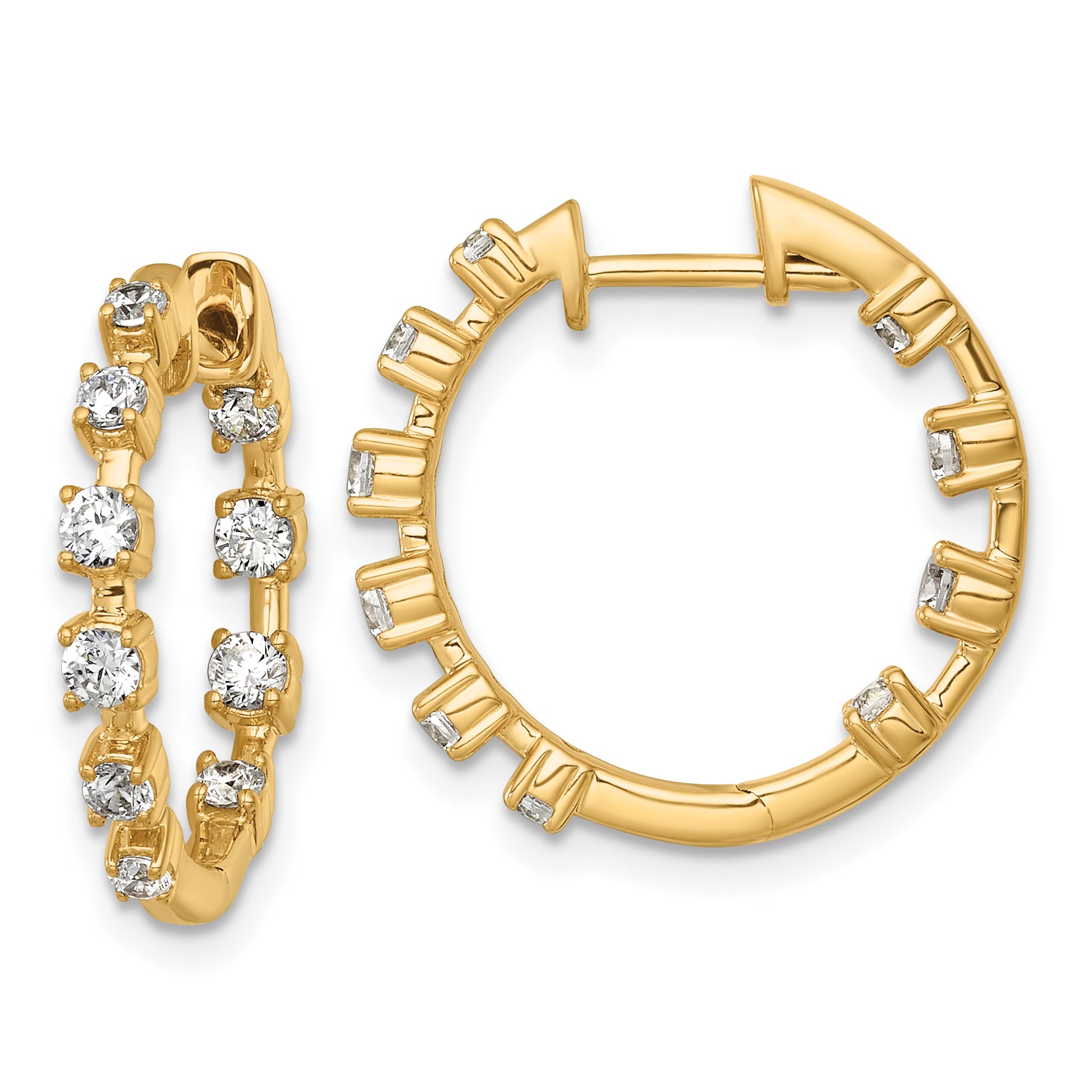 14k 7/8 carat Lab Grown Diamond VS+ F+ Complete Hinged Hoop Earrings