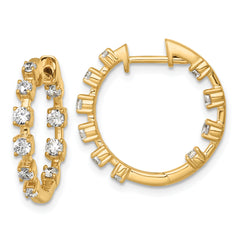 14k 7/8 carat Lab Grown Diamond VS+ F+ Complete Hinged Hoop Earrings