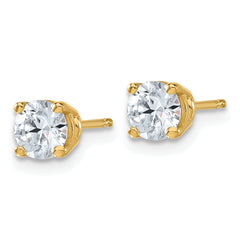 14k 1 carat Lab Grown Diamond VS/SI+ G+ Complete Round Angled Profile Four Prong Stud Earrings