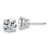 14k White Gold 3 carat Lab Grown Diamond VS+ F+ Complete Round Angled Profile Four Prong Stud Earrings