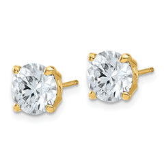 14k 3 carat Lab Grown Diamond VS/SI+ G+ Complete Round Angled Profile Four Prong Stud Earrings