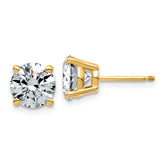 14k 3 carat Lab Grown Diamond VS/SI+ G+ Complete Round Angled Profile Four Prong Stud Earrings