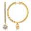 14ky Certified Round Bezel Dangle Lab Grown Diamond VS+ F+ Hoop Earrings