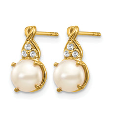 10k FWC Pearl and Diamond Earrings