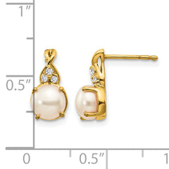 10k FWC Pearl and Diamond Earrings