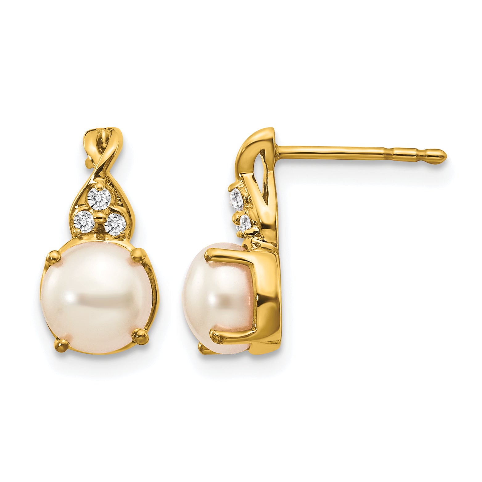 10k FWC Pearl and Diamond Earrings