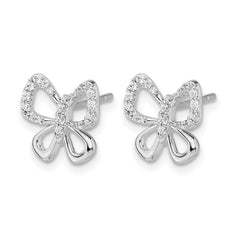 14k White Gold Diamond Butterfly Earrings
