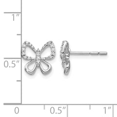 14k White Gold Diamond Butterfly Earrings