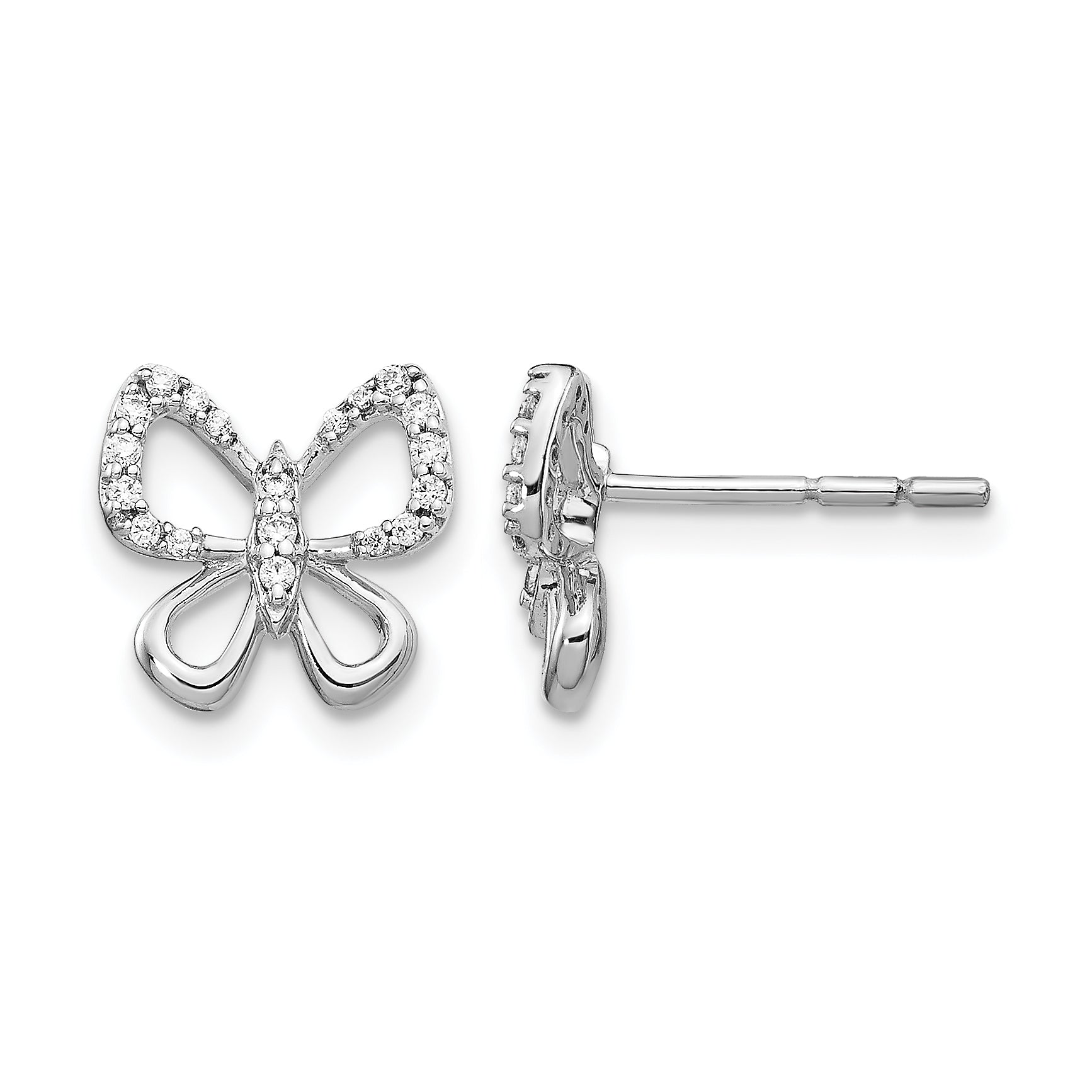 14k White Gold Diamond Butterfly Earrings