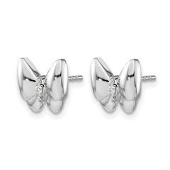 14k White Gold Diamond Butterfly Earrings