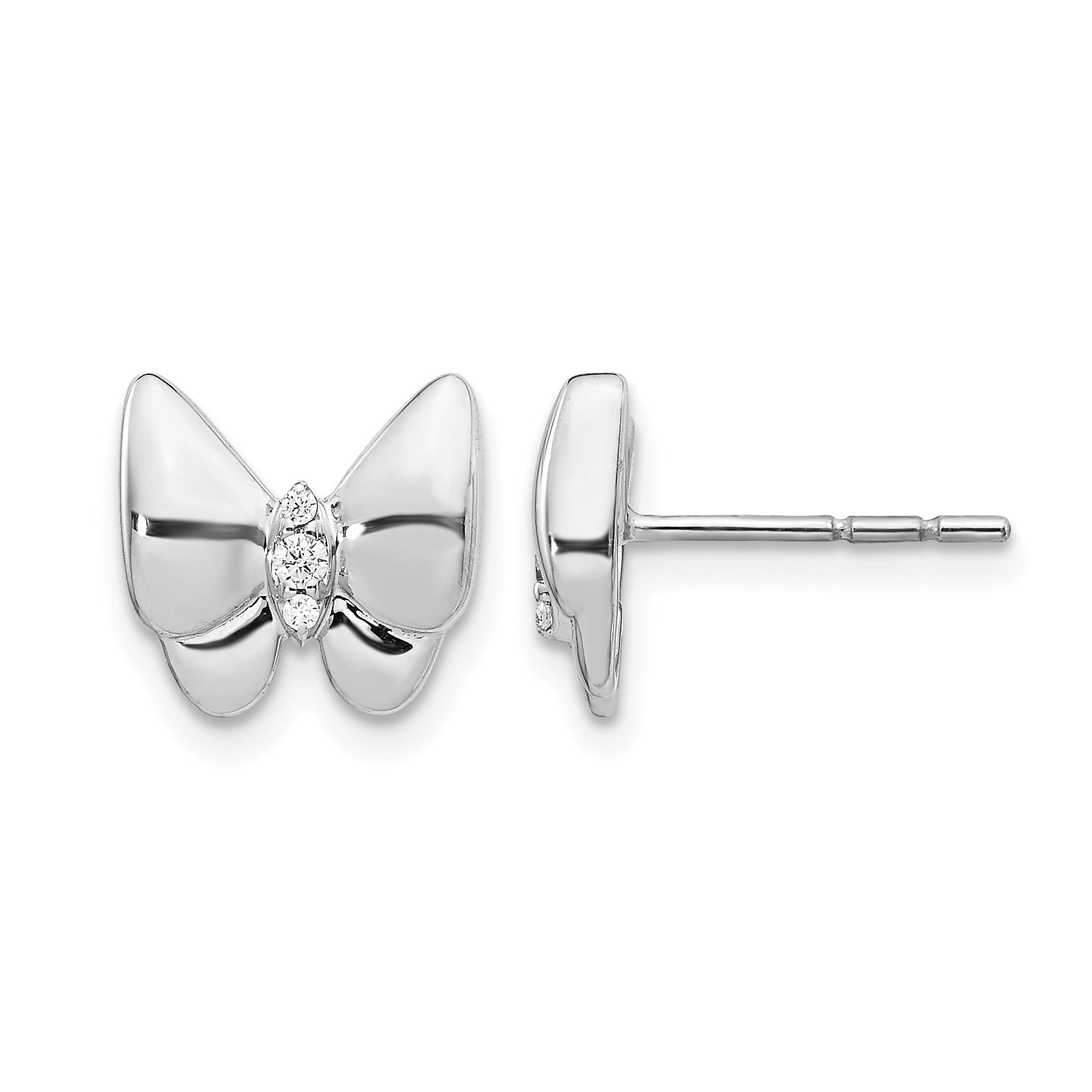 14k White Gold Diamond Butterfly Earrings