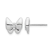 14k White Gold Diamond Butterfly Earrings