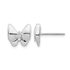 14k White Gold Diamond Butterfly Earrings