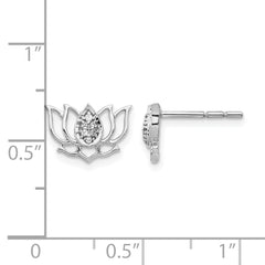 14k White Gold Diamond Lotus Flower Earrings