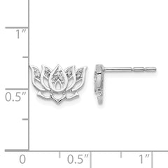 14k White Gold Diamond Lotus Flower Earrings