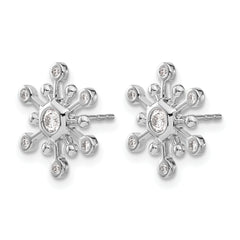 14k White Gold Diamond Snowflake Earrings