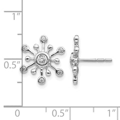 14k White Gold Diamond Snowflake Earrings