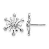 14k White Gold Diamond Snowflake Earrings